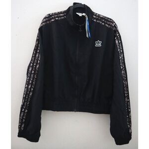 Adidas Originals HT5987 Women's Sz XL Black Snake Print Windbreaker Jacket